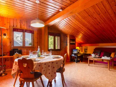 Wohnzimmer mit herrlichem Blick auf den Mont Blanc