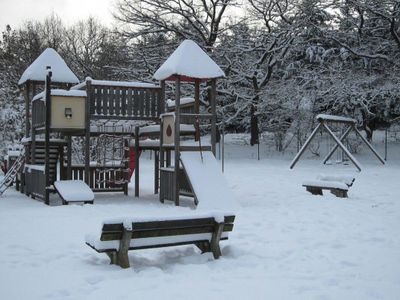 Campingplatz Hof Biggen - Mietwohnwagen Winterbild