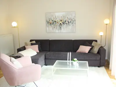 Wohnzimmer mit Schlafcouch FeWo