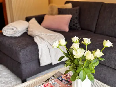 Wohnzimmer Sitzecke FeWo Auszeit