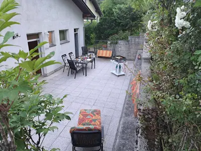 Appartement Lavendel Terrasse am Abend