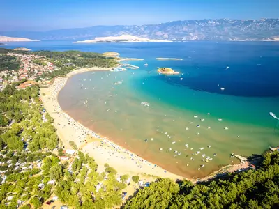 Strand San Marino in Lopar auf der Insel Rab Luftaufnahme