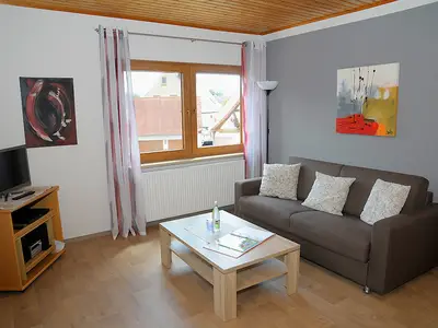 Wohnzimmer mit ausziehbarer Schlafcouch