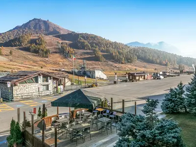 Direkter Blick auf die Skipisten