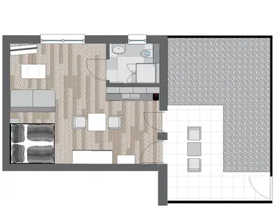 Studio mit Terrasse Skizze