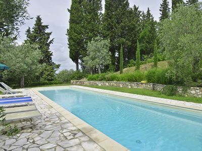 Der ausgestattete und exklusive Pool ist von Olivenbäumen umgeben