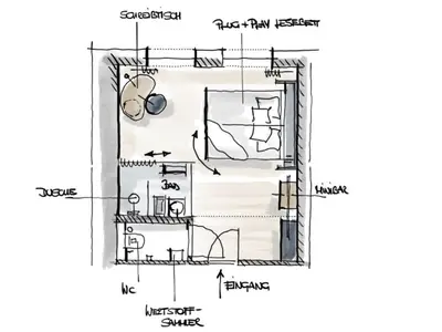 Skizze Gletscherzimmer
