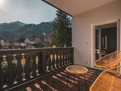 Balkon Comfort Doppelzimmer mit Blick auf das Lattengebirge
