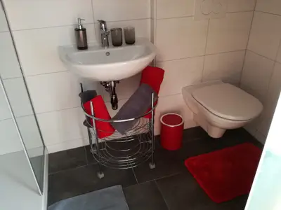 Badezimmer mit Dusche und WC