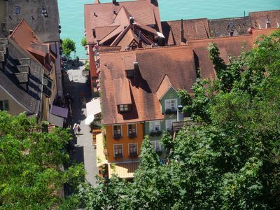 Blick vom Schloß auf die Pension Ins Fischernetz