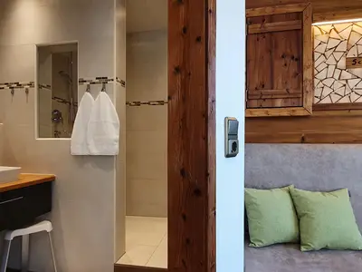 Blick ins Badezimmer/Wohnbereich