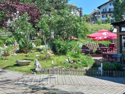 Erholsamer Garten im Gasthof Edelweiss