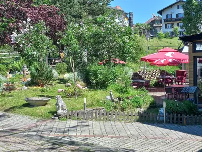 Erholsamer Garten im Gasthof Edelweiss