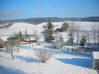 Blick aus dem Fenster im Winter