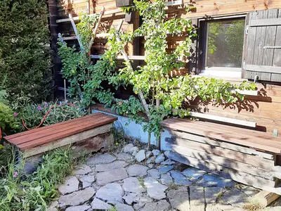 Terrasse mit Apfelspalier