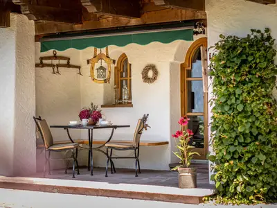 Terrasse mit Sitzgelegenheit Ferienhaus Gipfelstürmer