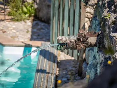 Pool im Garten Ferienhaus Gipfelstürmer