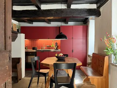 Wohnküche mit Kamin