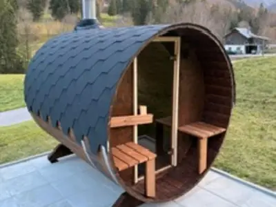 Fass- Sauna aussen