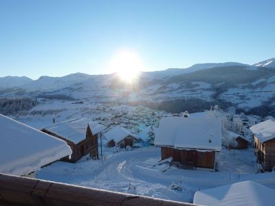 Ferienwohnung Arnika Montana, Brigels, Schütterle, Sonnenaufgang auf dem Balkon