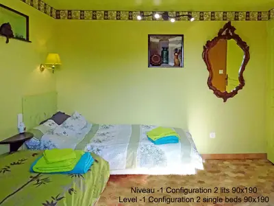 Ebene -1: Klimaanlage, Konfiguration von 2 90x190 Betten