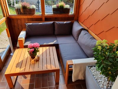 Balkon mit Sitzgelegenheit