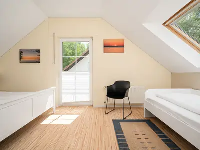 Ferienhaus Schwanensee Ferienpark Lenzer Höh Schlafzimmer im Obergeschoss