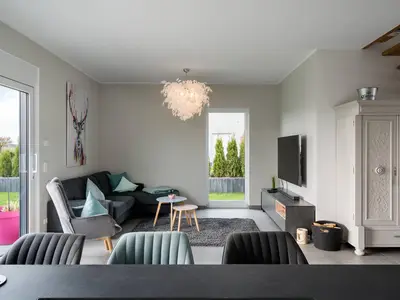 Ferienhaus Duncan House Blick in den offenen Wohnbereich