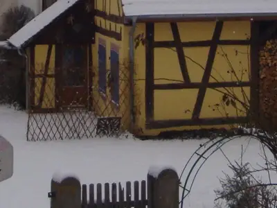 der schneebedeckte Garten