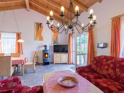 Ferienhaus Himmelblau in Jabel Blick in den Wohnbereich