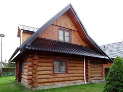 Außenansicht des Gebäudes. Das Ferienhaus fur sieben Personen.