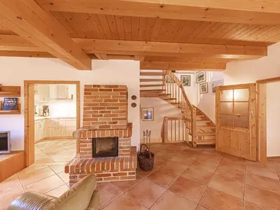 Ferienhaus Havelquelle Kamin im Wohnbereich