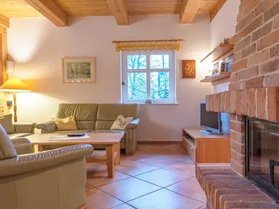 Ferienhaus Havelquelle Blick in das Wohnzimmer