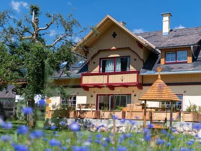 Blick vom Garten auf das Ferienhaus