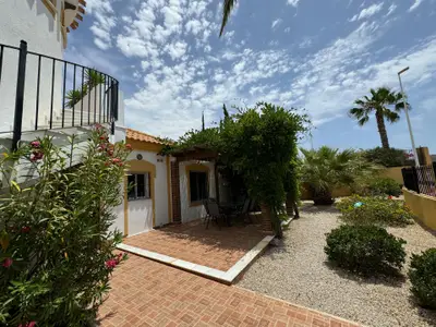 Terrace in front of the house in the garden.