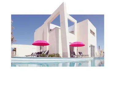 Außenansicht des Gebäudes. Architektur und Design