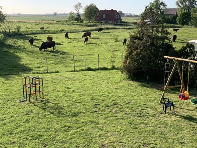 Eingezäunter Garten mit Wiesen und Weiden