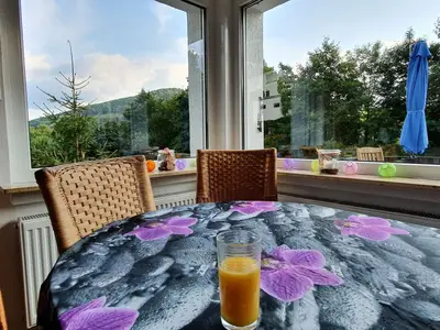 EG: Essecke mit schönem Ausblick zu jeder Jahreszeit