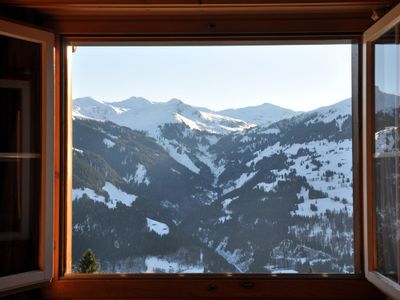 Chalet Raggälia, Aussicht direkt vom Schlafzimmer