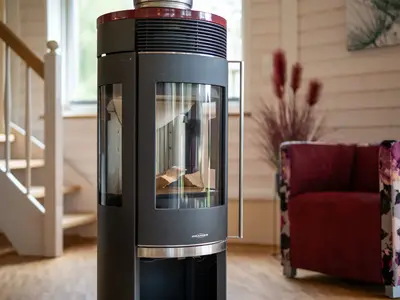 Ferienhaus Kia - Kugelhaus am Tollensesee - Kamin im Wohnbereich