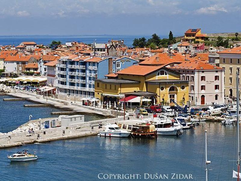 Piran mit dem Haus Meerblick oben