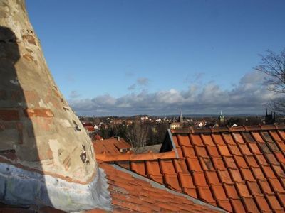 Blick vom oberen Schlafzimmer auf die Stadt