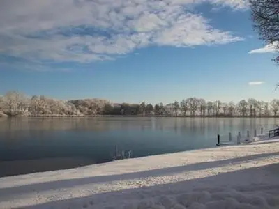 Blick aus dem Ferienhaus im Winter