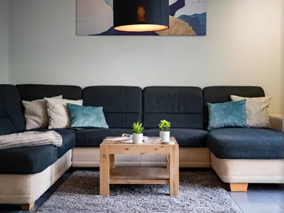 Ferienhaus Aurora Roebel Wohnzimmer mit Terrassen Zugang
