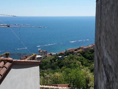 Ausblick aus dem Fenster. Blick vom Balkon