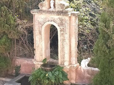 Garten. die alten Marmorbrunnen mit Calla Lilien und Seerosen geschmückt