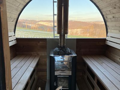 Sauna mit Panoramablick ins Sauerland