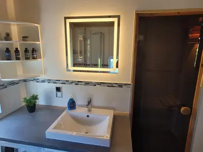neu renoviertes Badezimmer mit Sauna