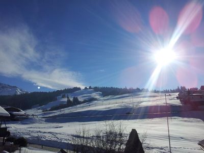 Blick von der Terrasse auf den Skilift