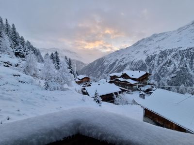 Blick von der Terrasse in die Winterlandschaft